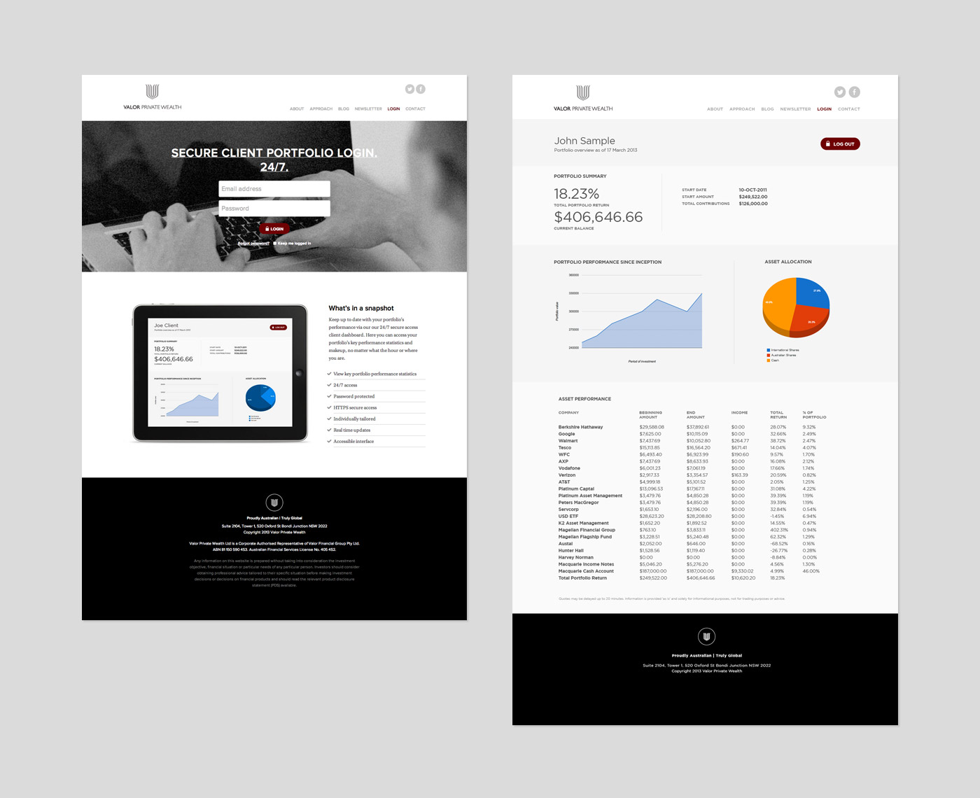 Valor Private Wealth website