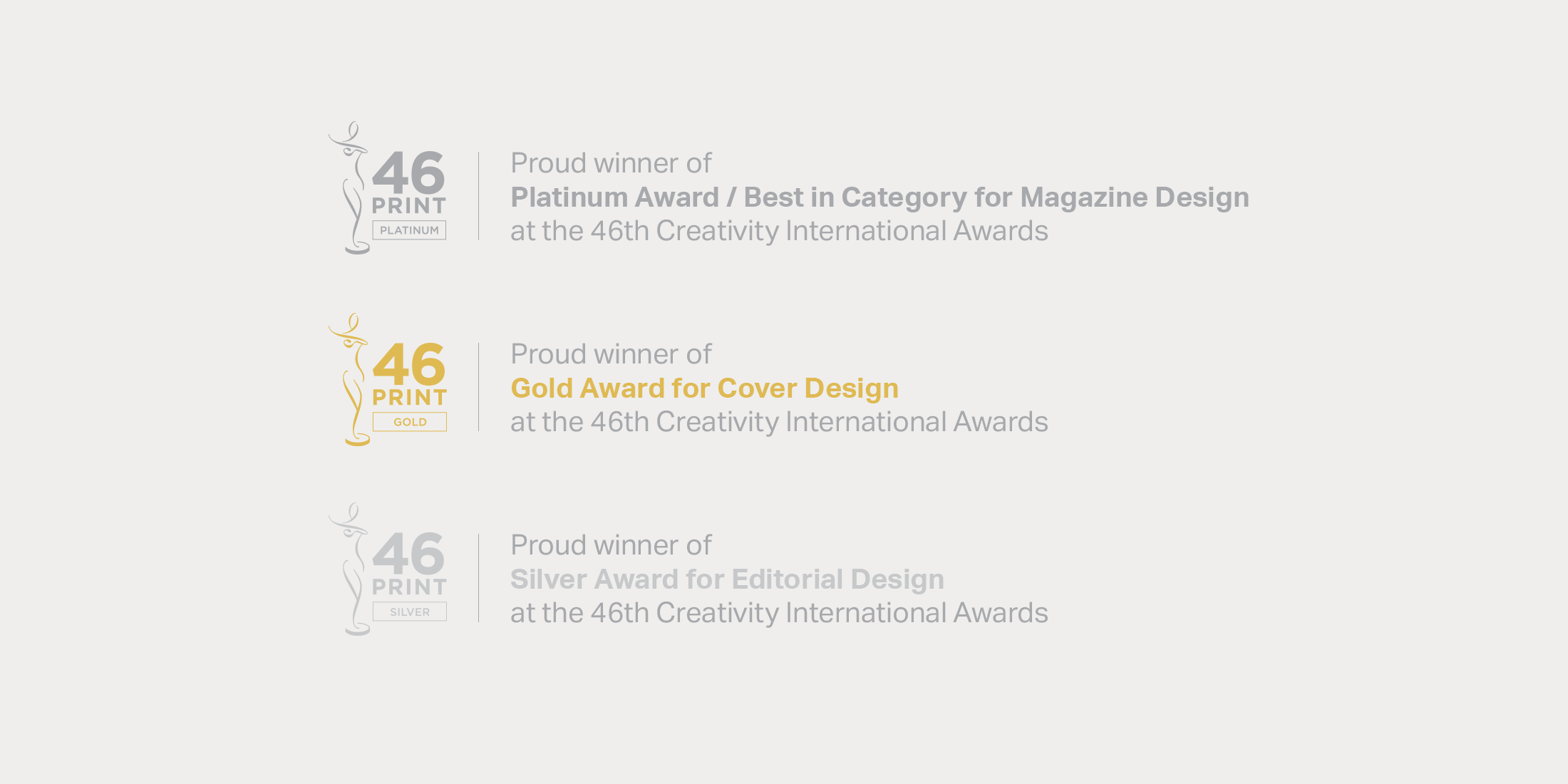 Awards for SEA+I Magazine
