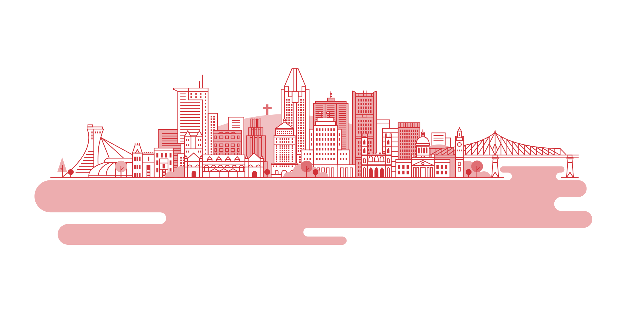 Montreal skyline illustration for P&R Desjardins and MMR