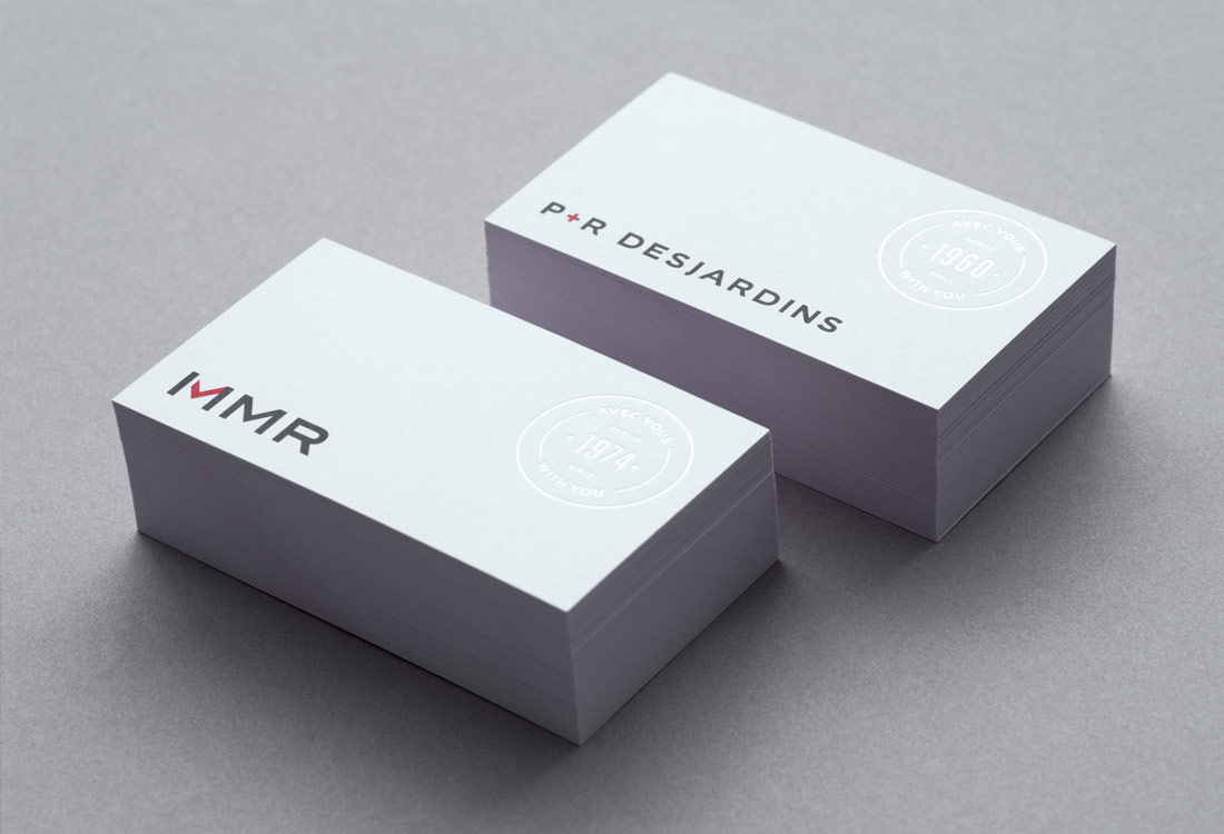 Business cards for P&R Desjardins and MMR