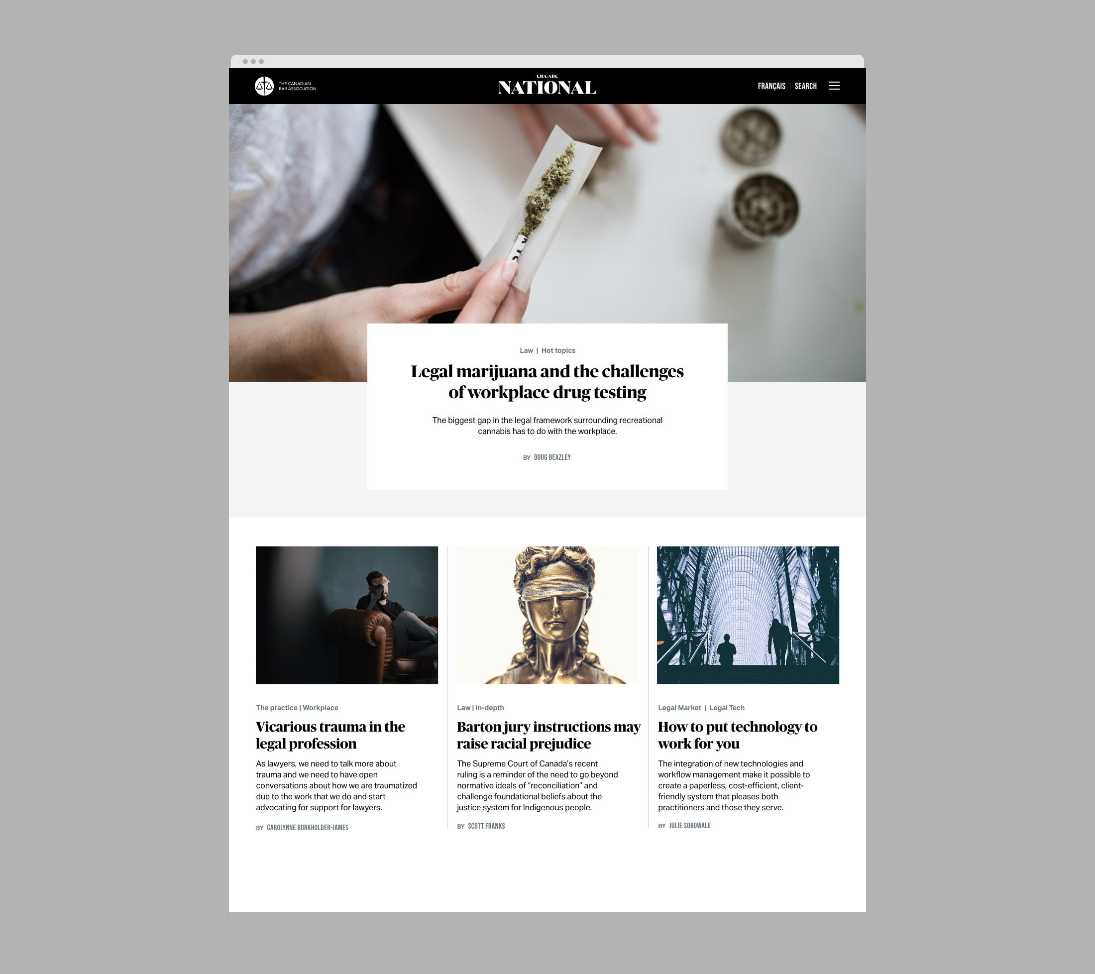 National Magazine website for the Canadian Bar Association