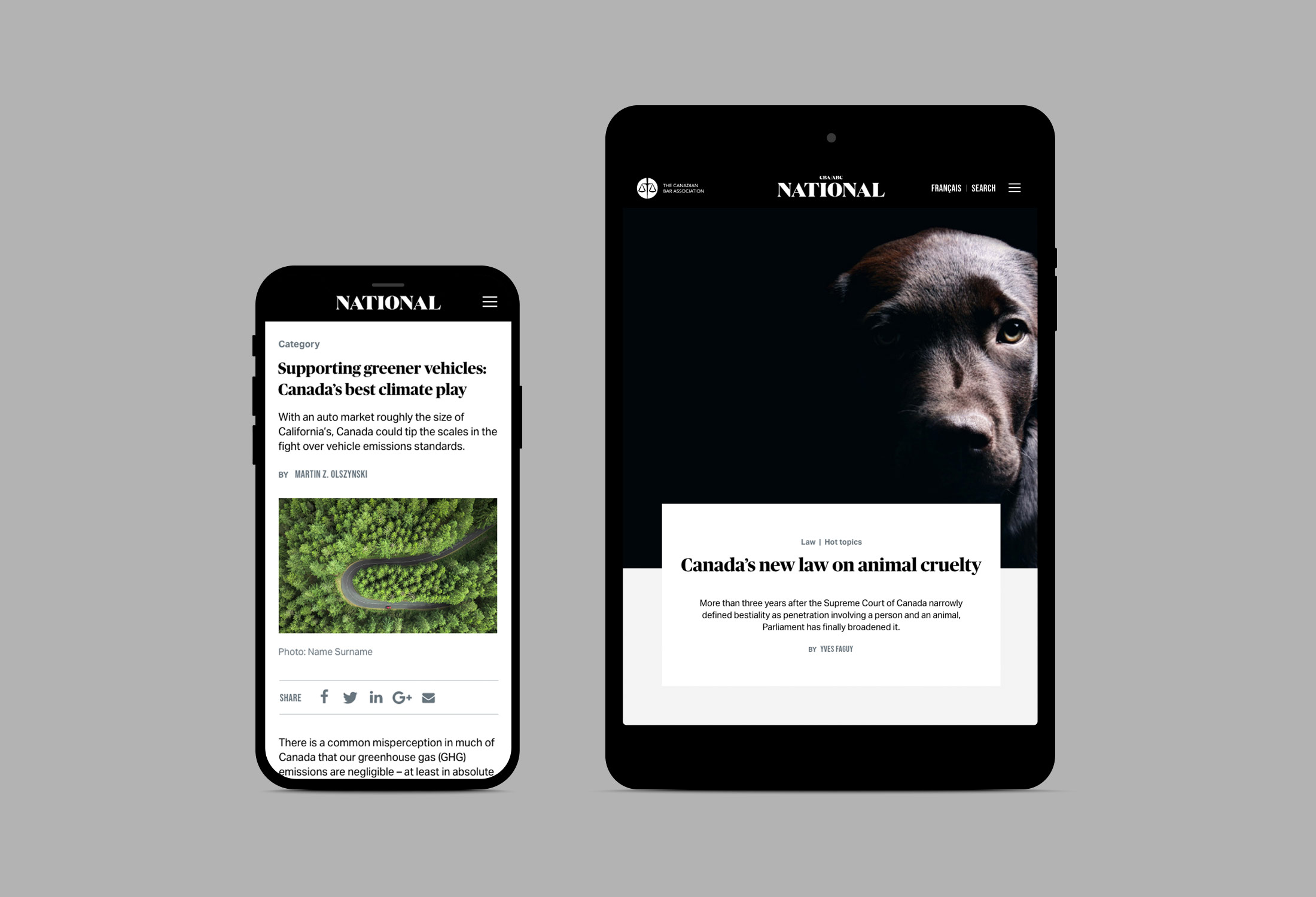 National Magazine website for the Canadian Bar Association